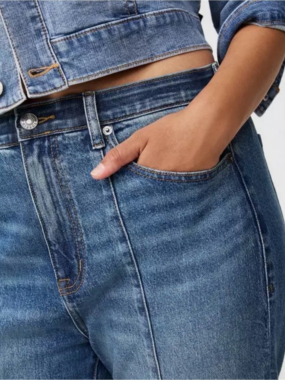 Torrid Blue High-Rise Straight Cuffed Jean Working Pockets size 22 Short NWT - Picture 3 of 15